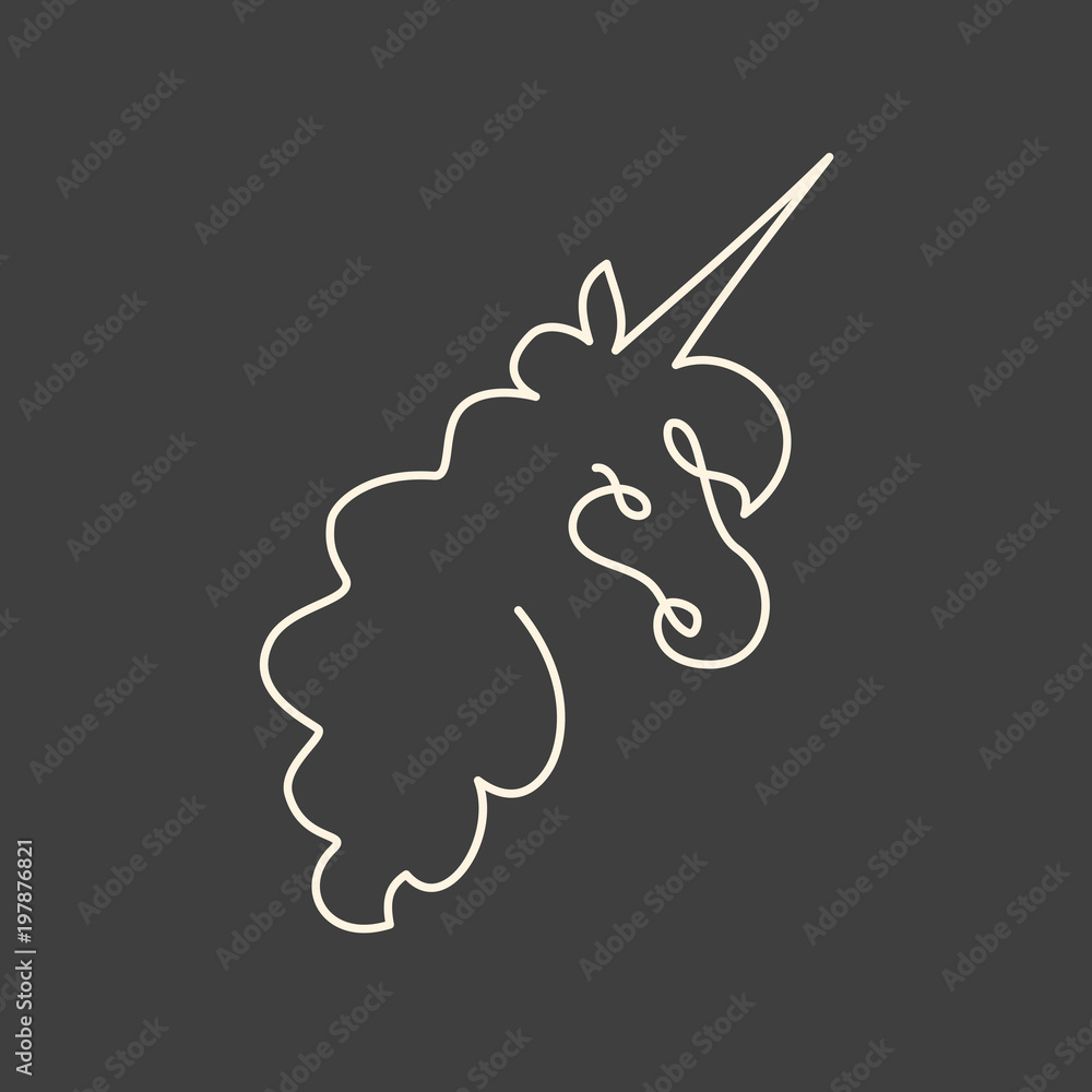 Continuous line art of unicorn head Continuous line art of unicorn head