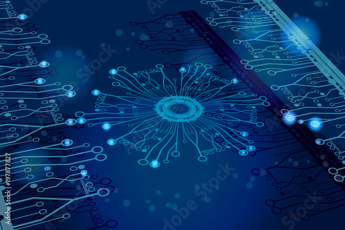 Abstract vector pattern with hand drawn elements. Block chain, crypto currency and computer network technology or business background.