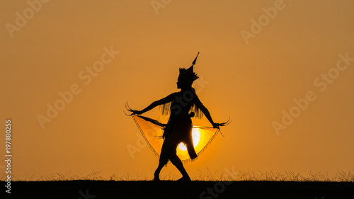 Manora dance (or Nora dance) silhouette with sun