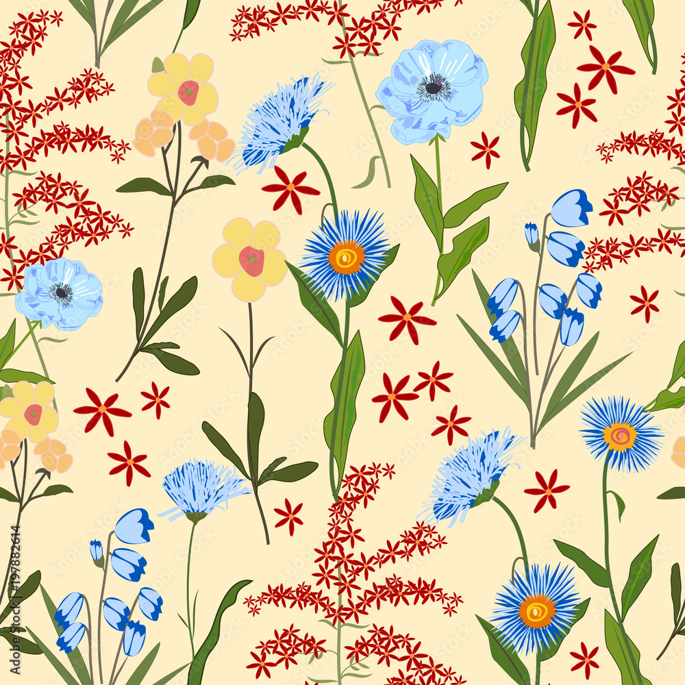 Seamless vector pattern of tropical flowers Seamless vector pattern of tropical flowers