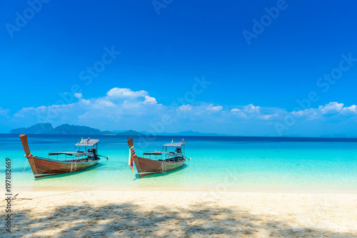 longtail boat on the beach,south of Thailand Krabi,Trang © Atip R