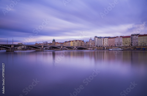 Prague cityscape  Vltava River and historical centre. Famous place