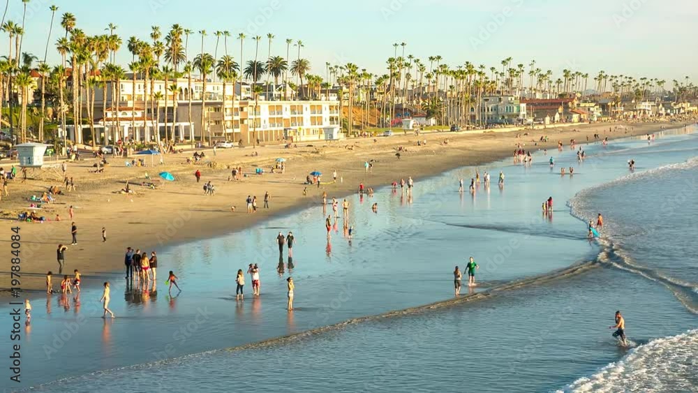 Oceanside beach view from a pier, California Oceanside beach view from a pier, California