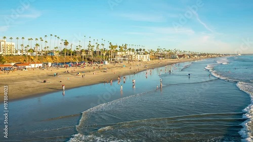 Oceanside beach view from a pier, California