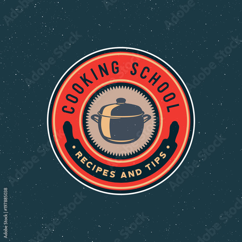 vintage cooking classes logo. retro styled culinary school emblem. vector illustration