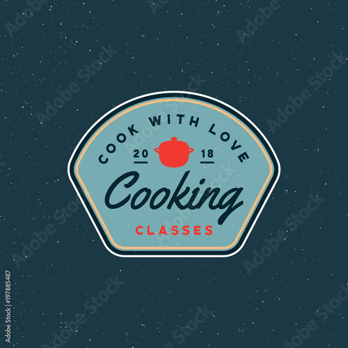 vintage cooking classes logo. retro styled culinary school emblem. vector illustration