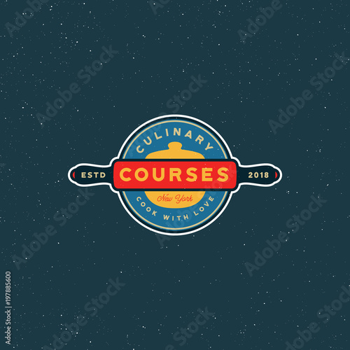 vintage cooking classes logo. retro styled culinary school emblem. vector illustration
