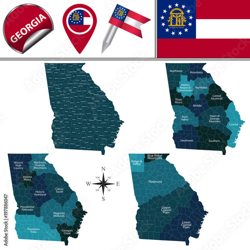 Map of Georgia with Regions