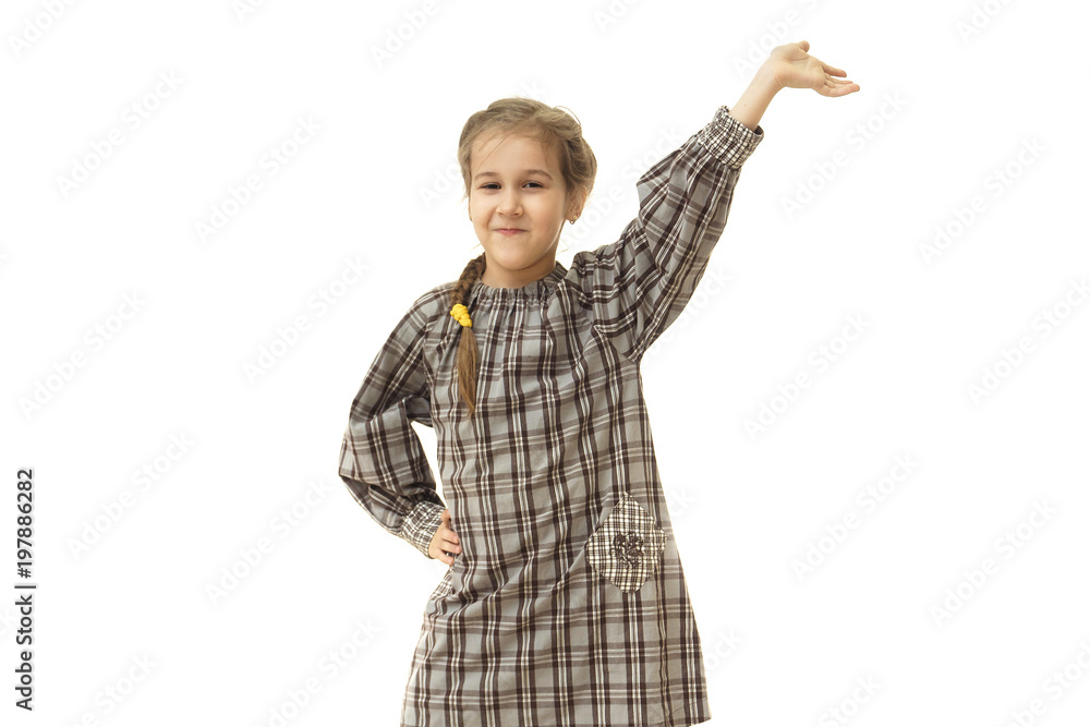 Full length portrait of a happy little girl on white background Full length portrait of a happy little girl on white background