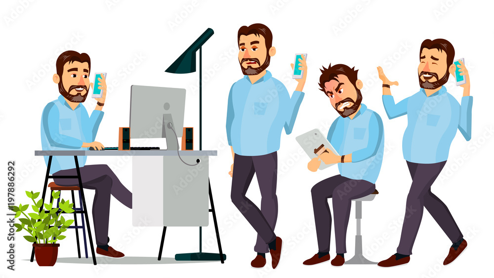 Fototapeta premium Boss Character Vector. Environment Process. Various Action. Cartoon Business Illustration