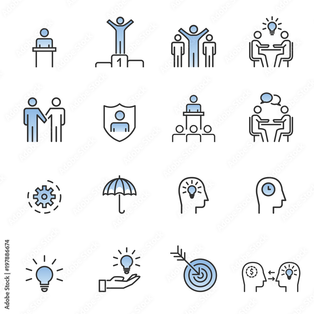 Fototapeta premium People Icons Line Work Group Team Vector