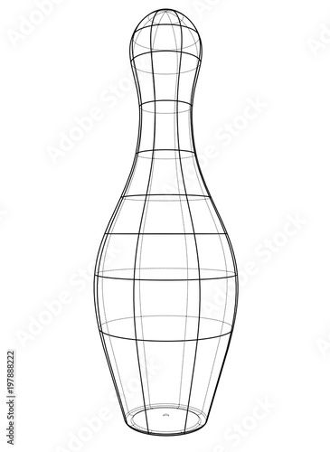 Bowling skittles and ball outline. Vector