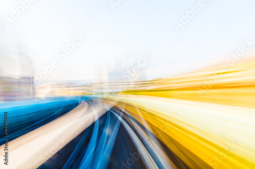Obraz na plátně Speed motion in urban highway road tunnel
