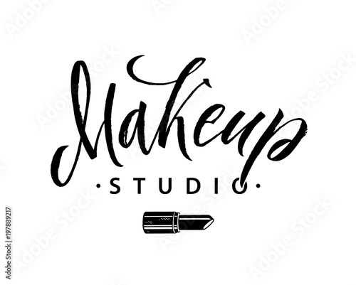 Beauty Salon Badge. Makeup Brushes. Make Up Artist badge Vector Illustration