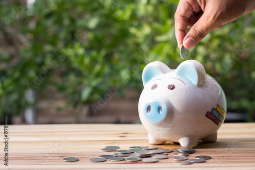 Save money in the piggy bank for the future ahead.