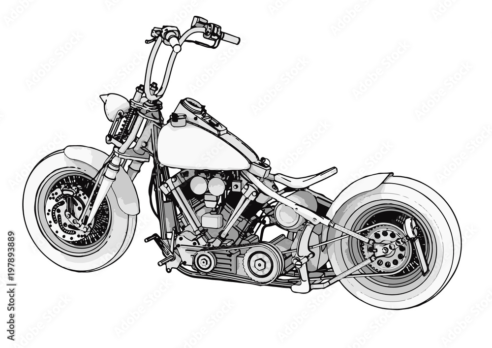 Fototapeta sketch of a motorcycle vector