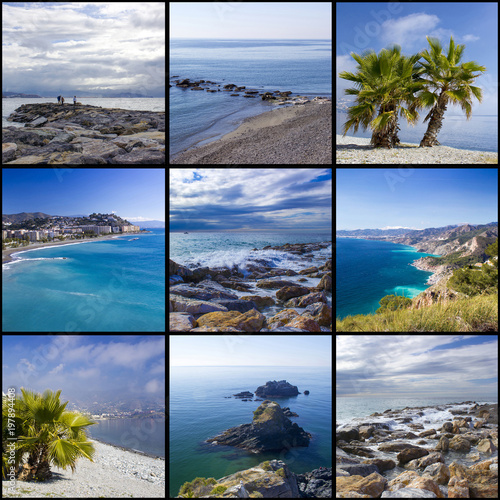 Collage of photos with places from Andalusia in Spain photo