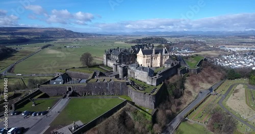 Aerial footage of Stirling Castle.  Approaching. photo