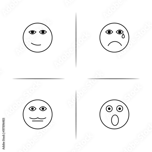 Emoticons simple linear icons set. Outlined vector icons