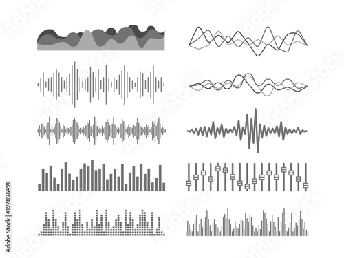 Different sound waves vector set