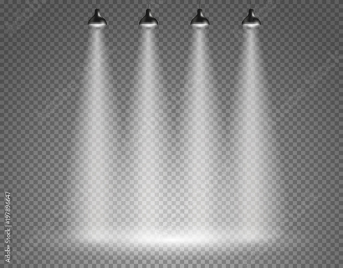 Scene with spotlights on transparent background