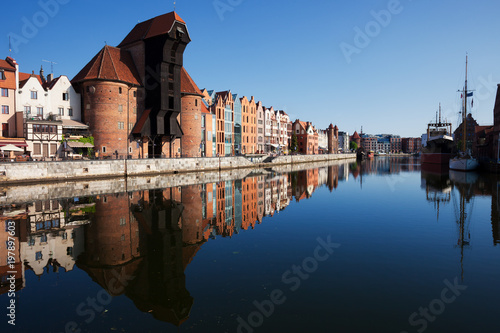 City Skyline Of Gdansk River View In Poland