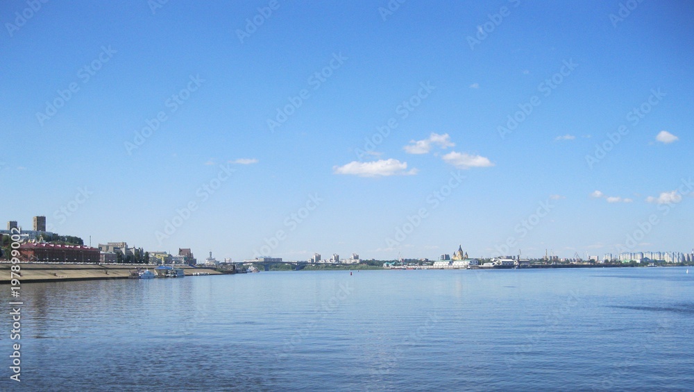 Panorama, river, landscape, sky, city