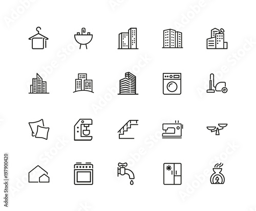 Houses and tools icon set