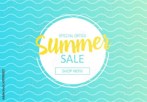 Hello summer. Banner of sale in online store. Special offer, shop now