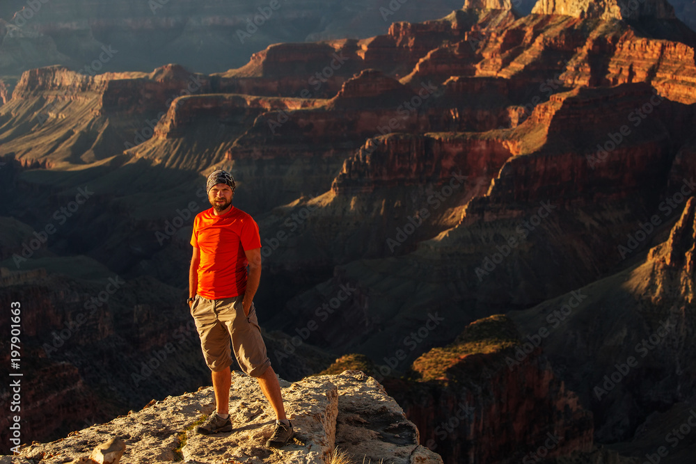A hiker in the Grand Canyon National Park, North Rim, Arizona, USA