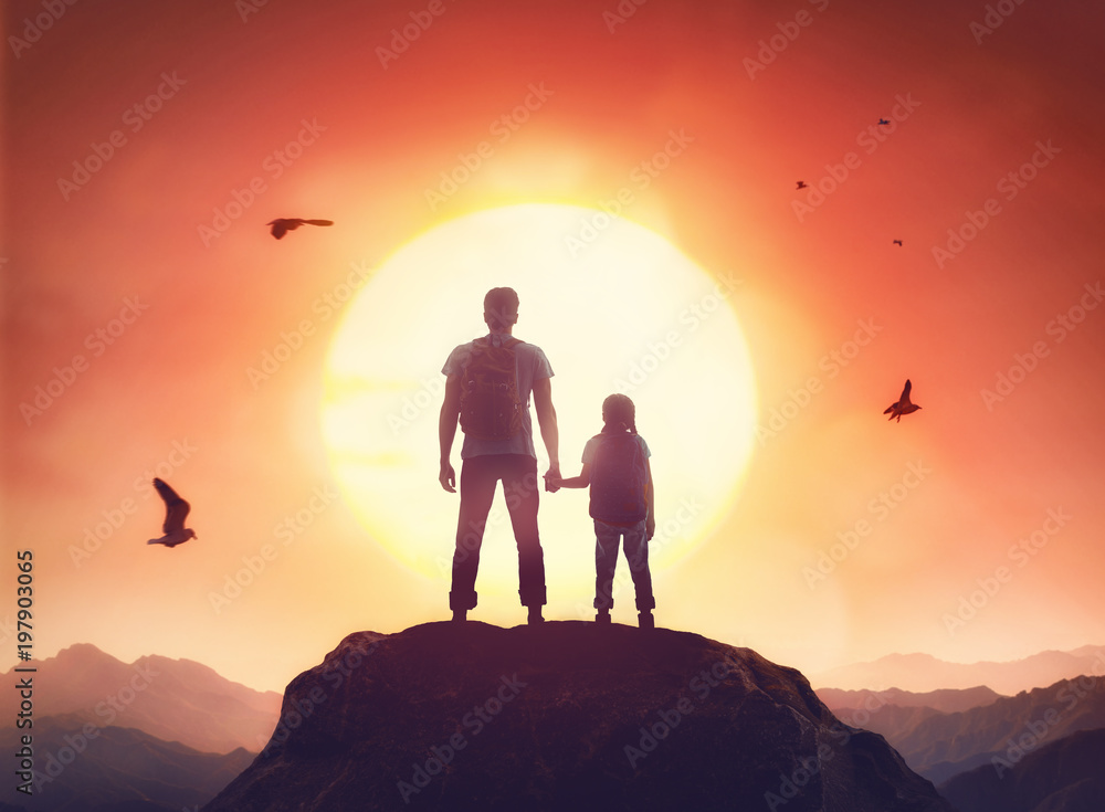 Fototapeta premium Father and daughter enjoying journey