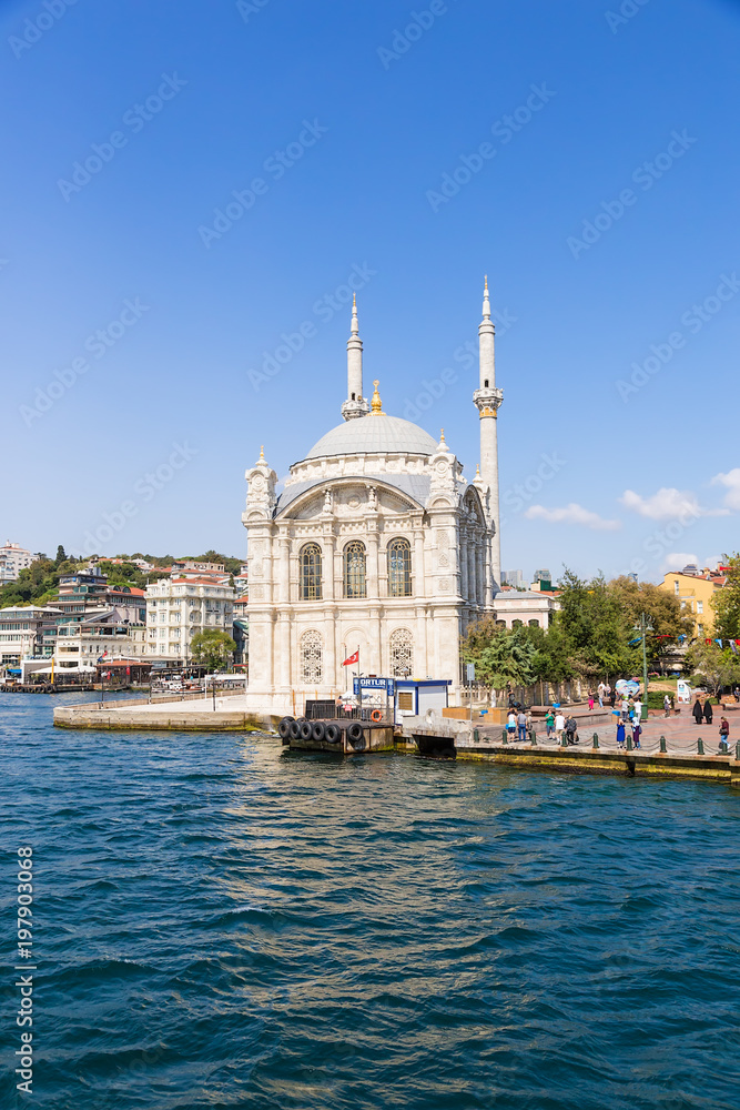 Istanbul, Turkey. Ortaköy Mosque (Great Medjidie Mosque) on the banks of the Bosphorus