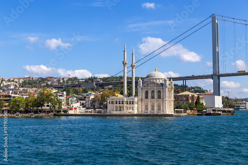 Istanbul, Turkey. Ortaköy Mosque (Great Medjidie Mosque, 1853-1854) against the background of the Bosphorus Bridge © Valery Rokhin