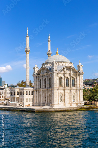 Istanbul, Turkey. Ortaköy Mosque (Great Medjidie Mosque, 1854) on the Bosphorus