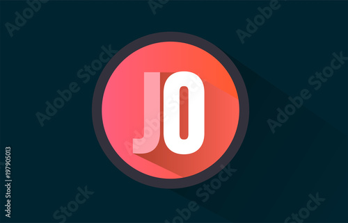 blue pink alphabet letter jo j o logo combination with long shadow design