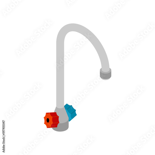 Faucet sink isometric style isolated. Vector illustration