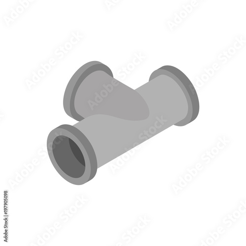 Pipe tee for water supply isolated. Isometric style