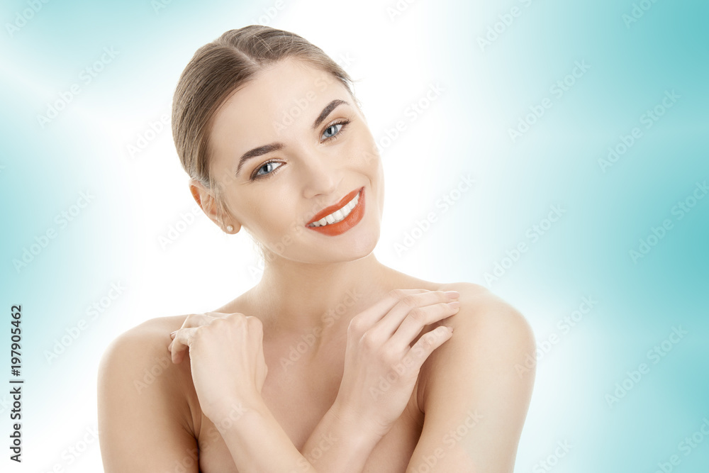 Portrait of an attractive young woman with perfect skin, Beauty shot against isolated background Portrait of an attractive young woman with perfect skin, Beauty shot against isolated background