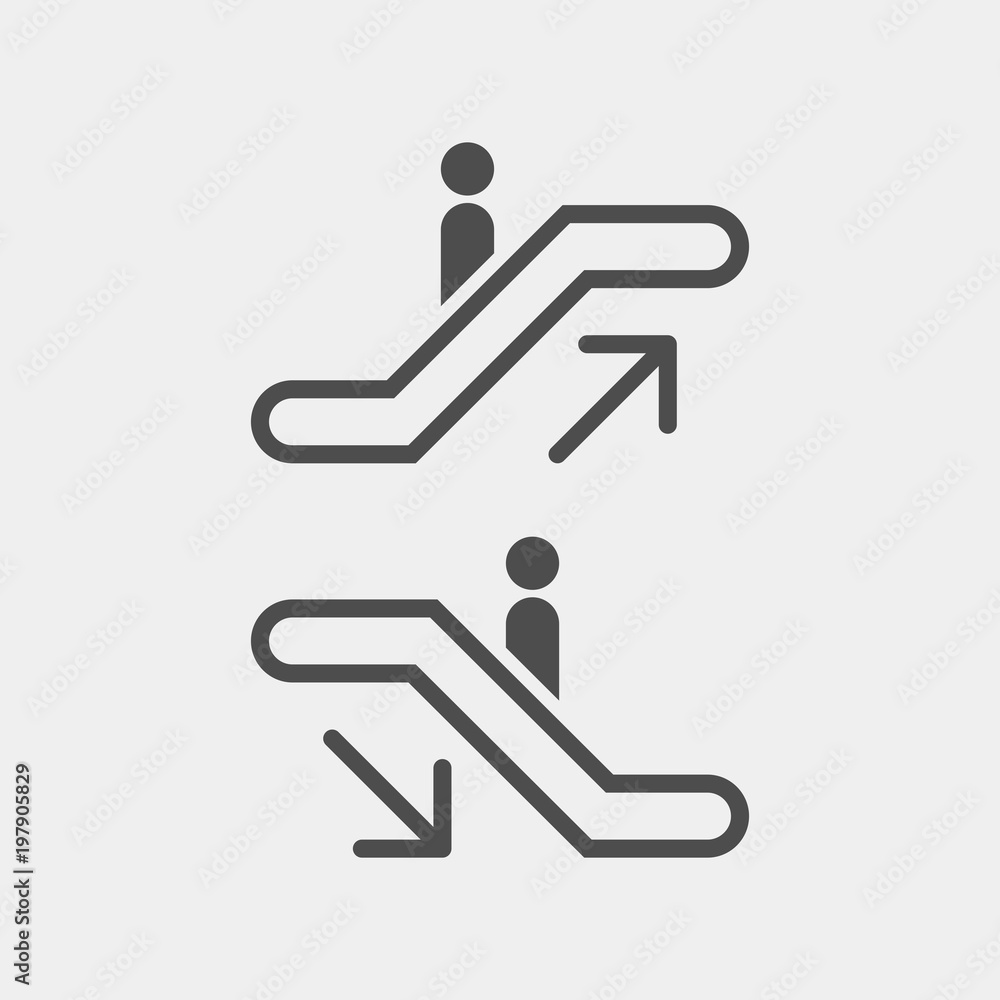 Escalator flat vector icons. Escalator vector signs Escalator flat vector icons. Escalator vector signs