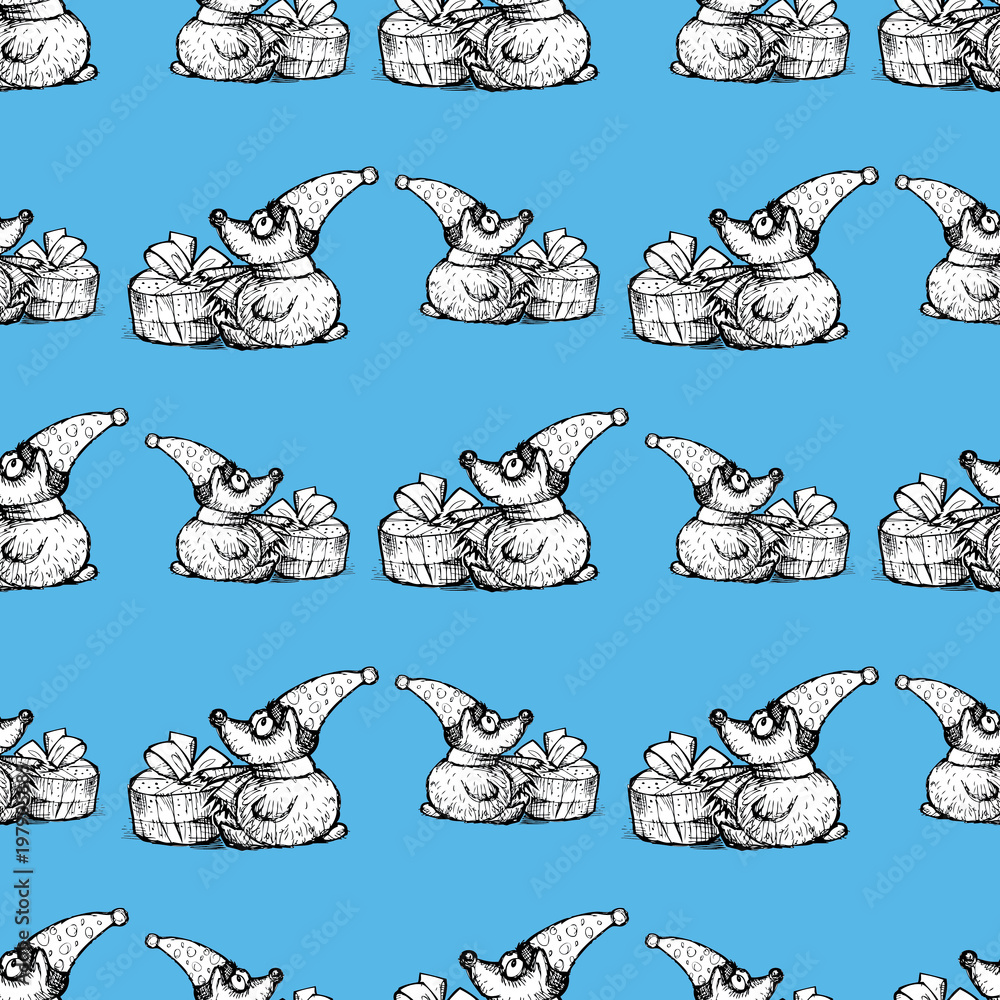 Fototapeta premium pattern of a teddy bear with a gift