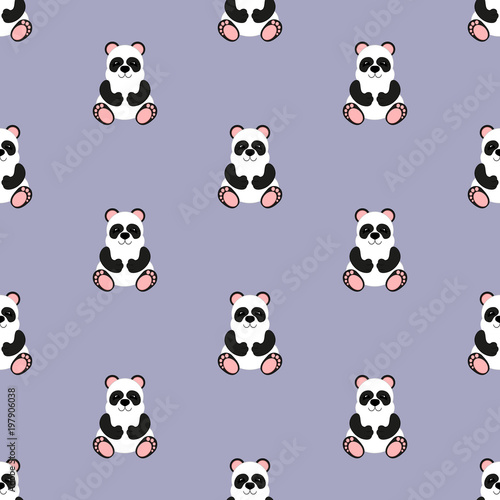 Panda baby. Pattern. Seamless vector illustration. Flat.
