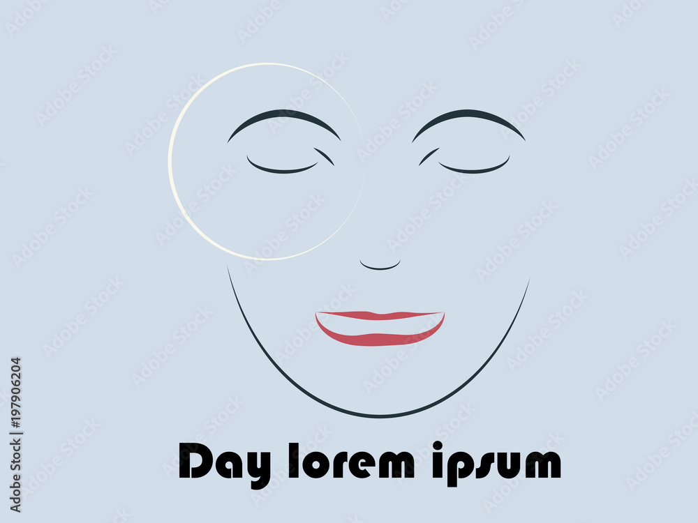 Flat woman linear face Flat woman linear face