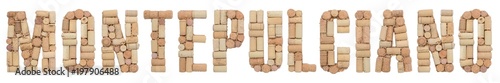 Фотография Grape variety Montepulciano made of wine corks Isolated on white background