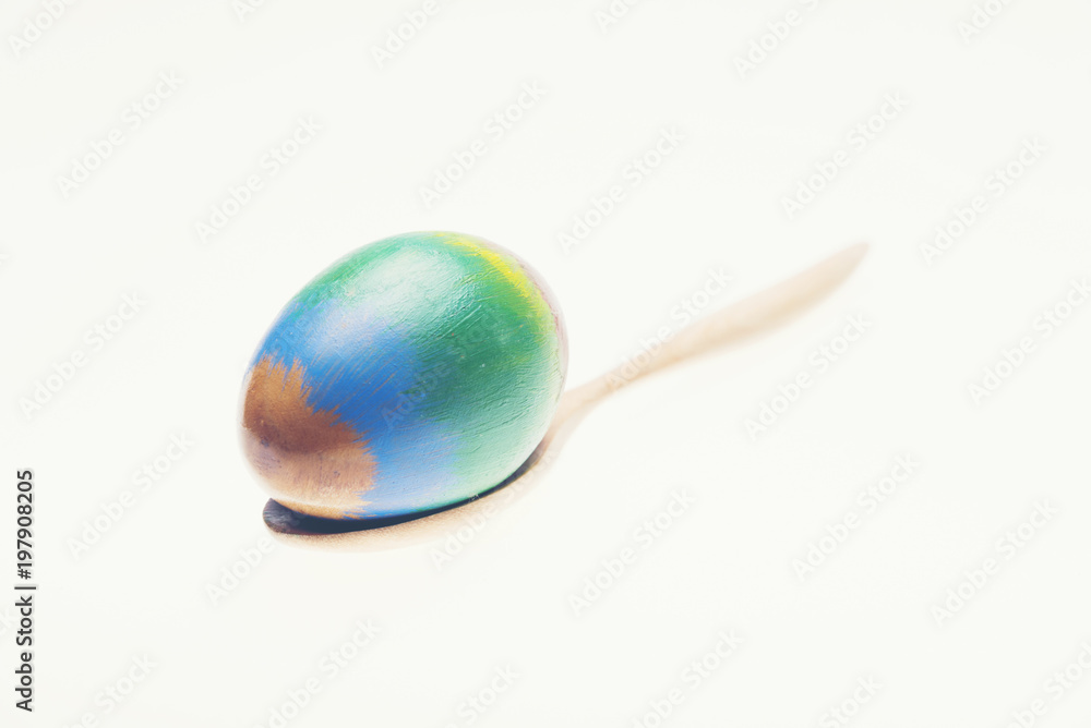 Colorful handmade easter eggs isolated on a white