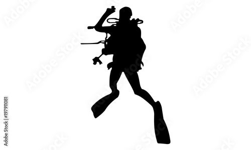 vector image of a divers silhouette B