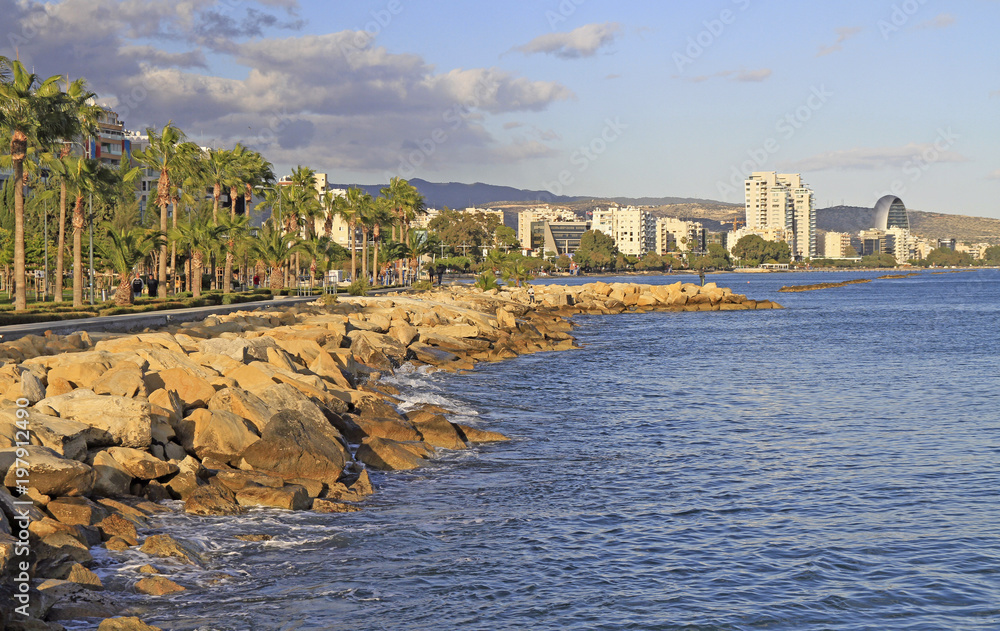 sea front promenade in the city Limassol