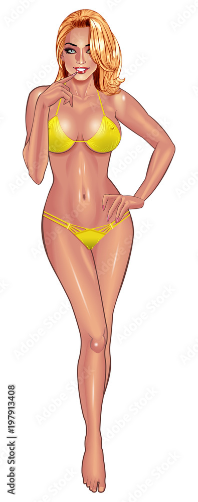 Sexy beautiful young blonde woman in a thong Vector Image