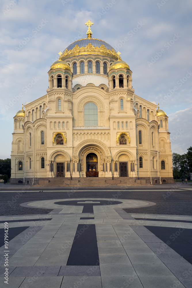 Orthodox Naval cathedral of St. Nicholas in Kronshtadt, Saint-petersburg Russia..