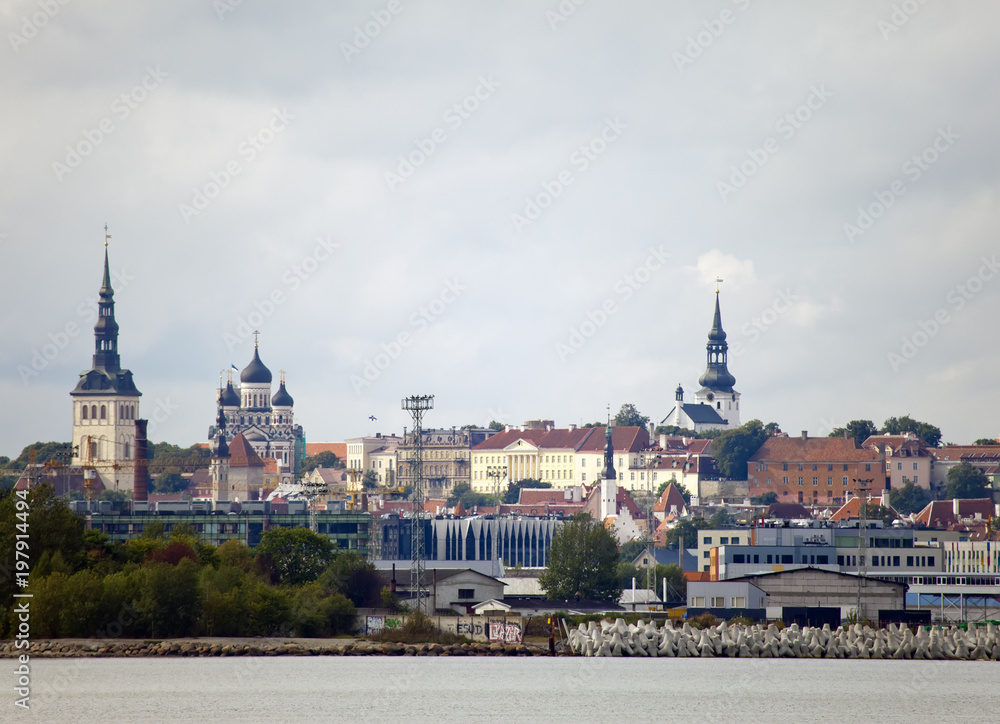 Tallinn. A view of the city and port from the sea