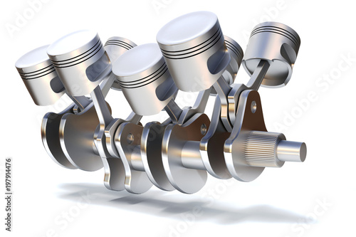 Tableau sur toile 3d engine, crankshaft and pistons, render